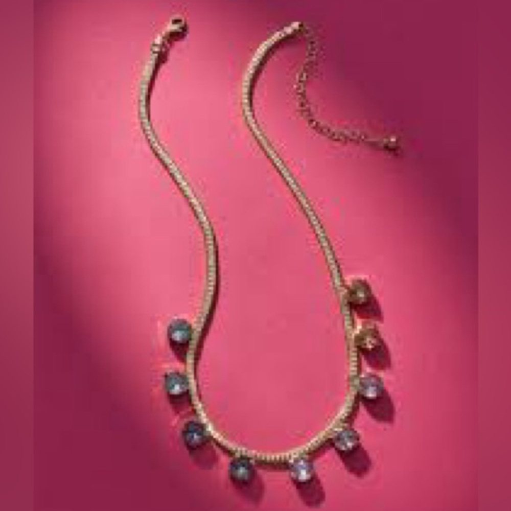 Luxe 14K Gold Plated Colored Stone Drop Necklace